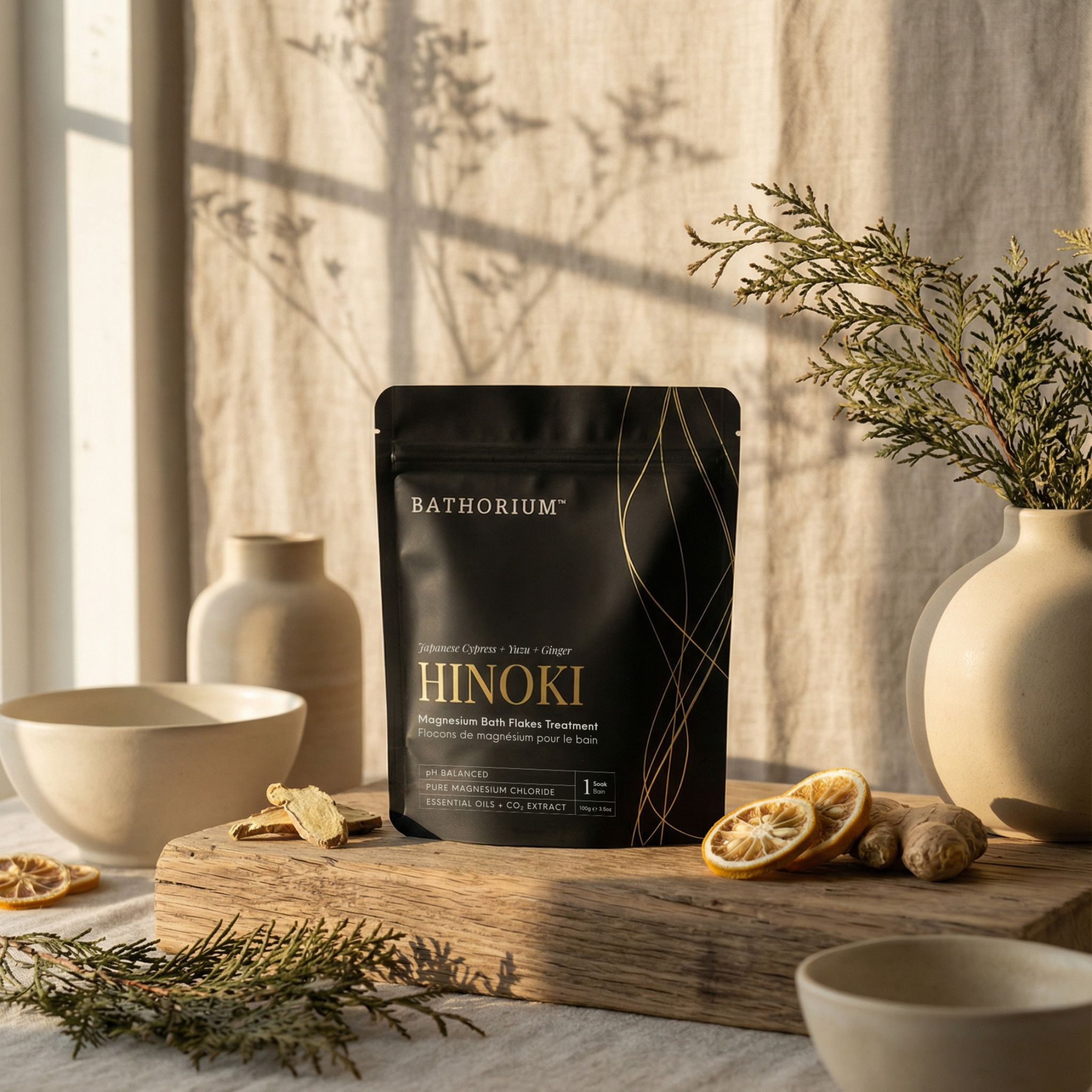 Hinoki Magnesium Bath Flakes 100g