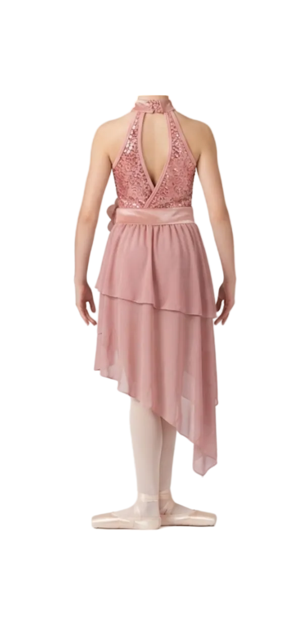 Pink Sequence Dress with Floral Accent - Weissman