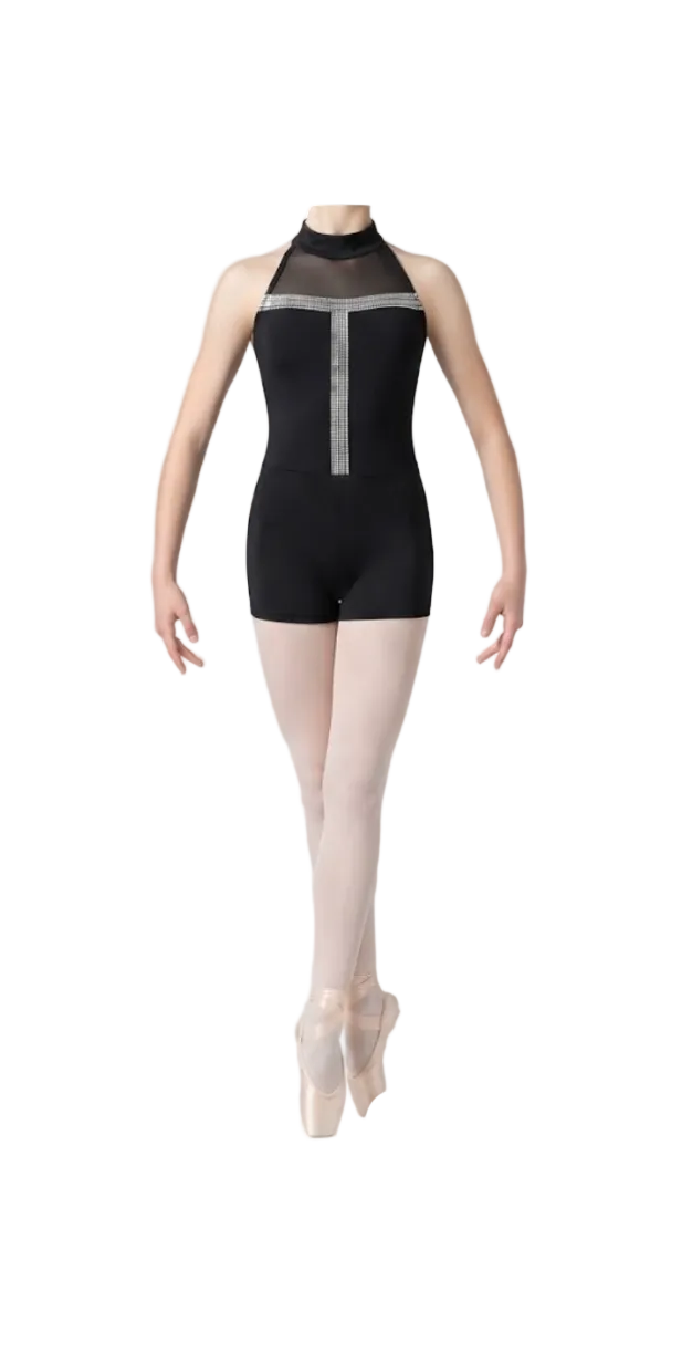 Black Unitard with Silver Detailing - CamelDance