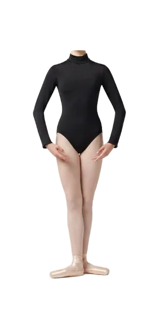 Mock Neck Long Sleeve with Rhinestones around the Neck - Weissman