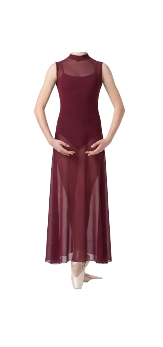 Burgundy Mesh Dress  - Leotard not Included