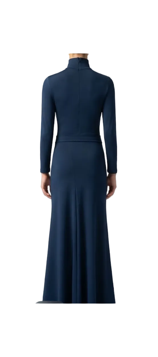 Navy Blue Mock Neck Leo with Seperate Skirt