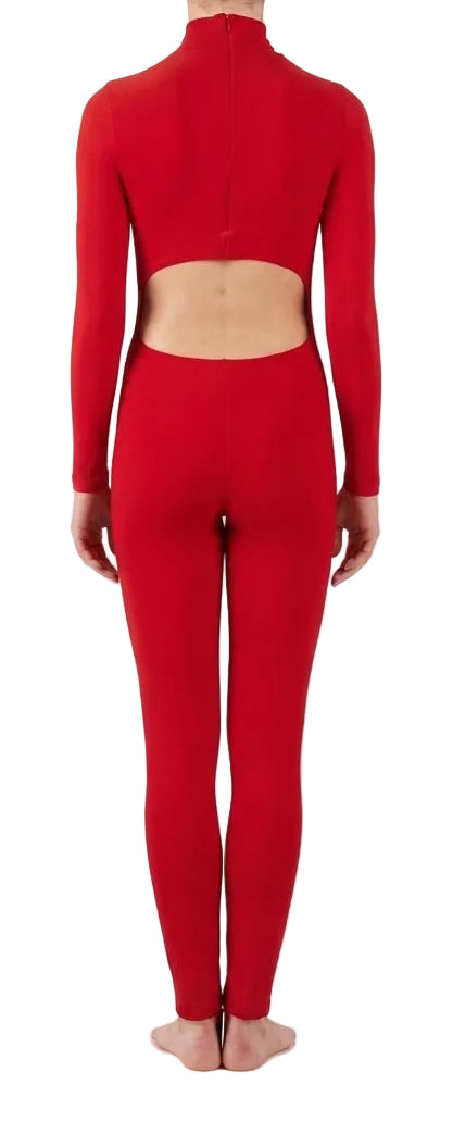 Red and Black Mock Neck Pant Suit - Weissmand