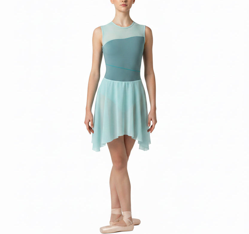 Teal Asymmetrical Skirt Dress - Handmade