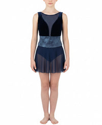 Blue Dress With Mesh Detailing - Handmade