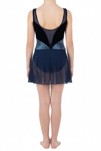 Blue Dress With Mesh Detailing - Handmade