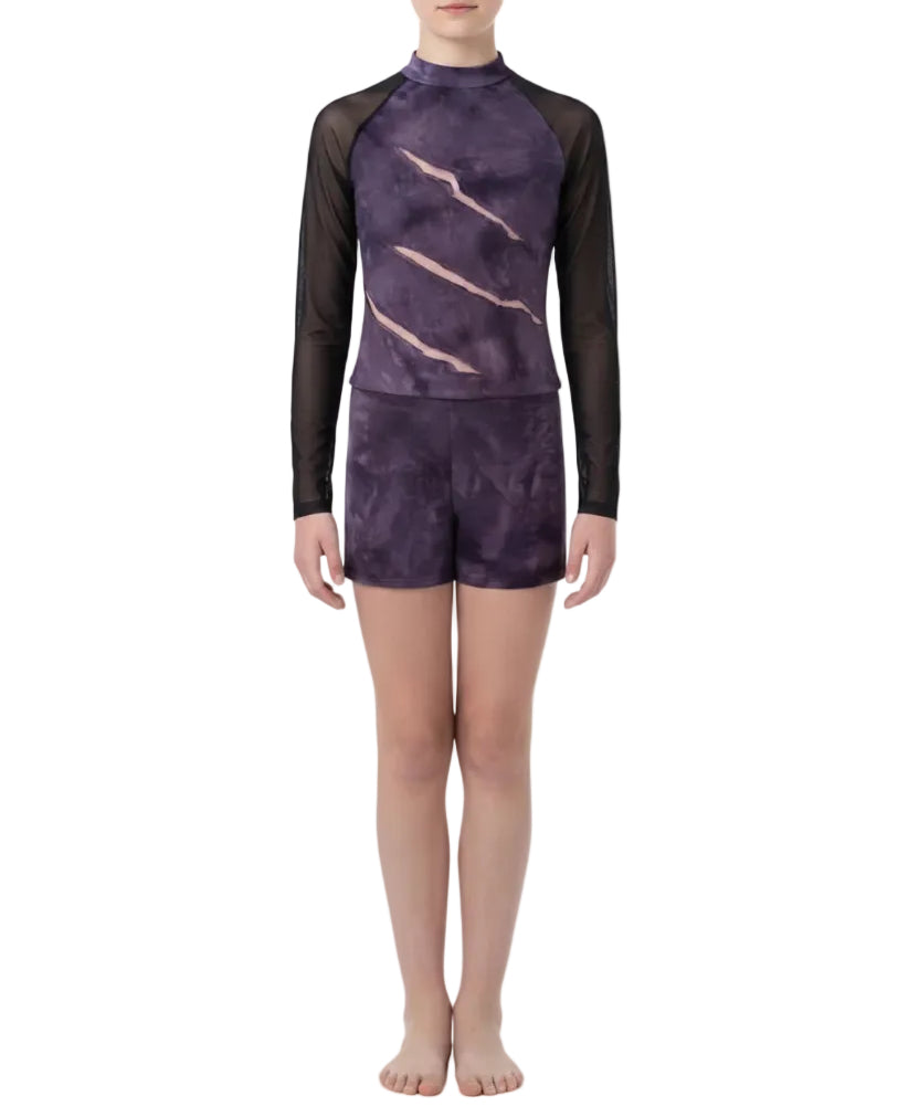 Purple Unitard with Ripped Detailing