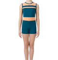 Blue with Nude Mesh Unitard