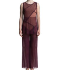 Purple Mesh Shirt and Pants with Nude Underlay - Handmade
