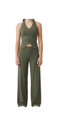 Green Halter Top and Wide Leg Pants - Handmade