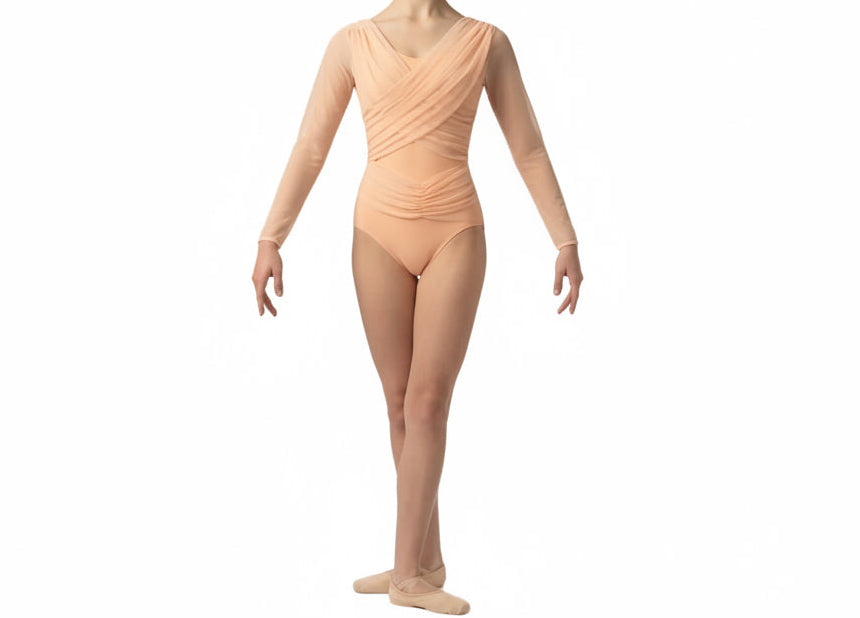 Long Sleeve Leo with Draped Tulle