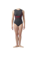 Grey Leotard with Red Strap Detailing - Handmade