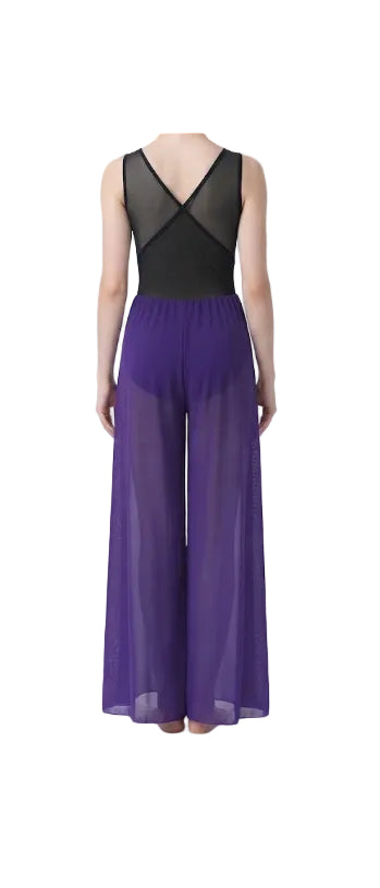 Multi-Coloured Top and Purple Mesh Bottoms - CamelDance