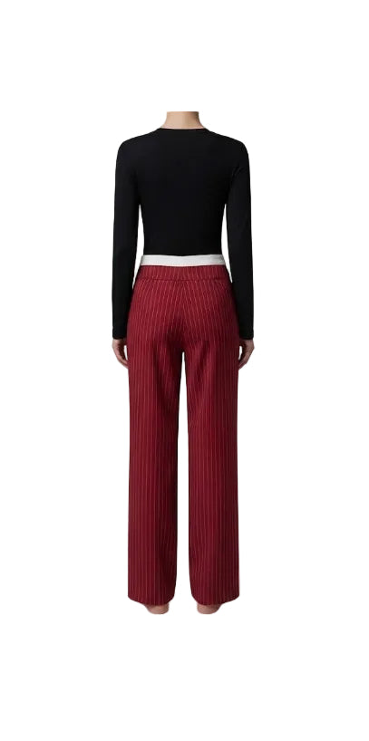 Black Long Sleeve and Pinstripe Pants