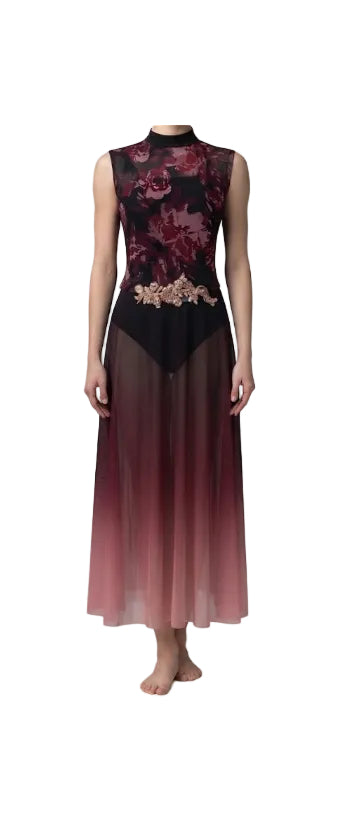 Burgundy Floral Dress - Weissman
