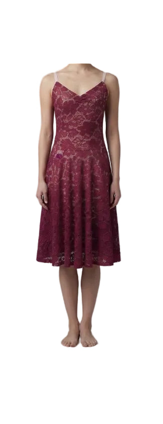 Fushia Lace Overlay Dress - CamelDance