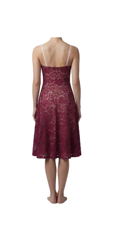 Fushia Lace Overlay Dress - CamelDance