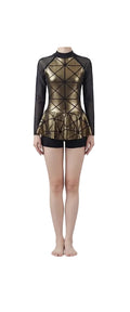 Gold and Black Unitard with Skirt - CamelDance