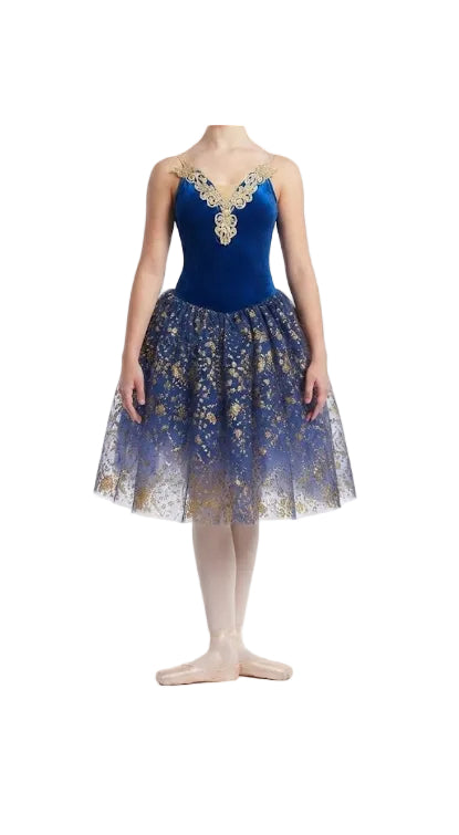 Blue and Gold Ballet Dress - Victoria Dancewear