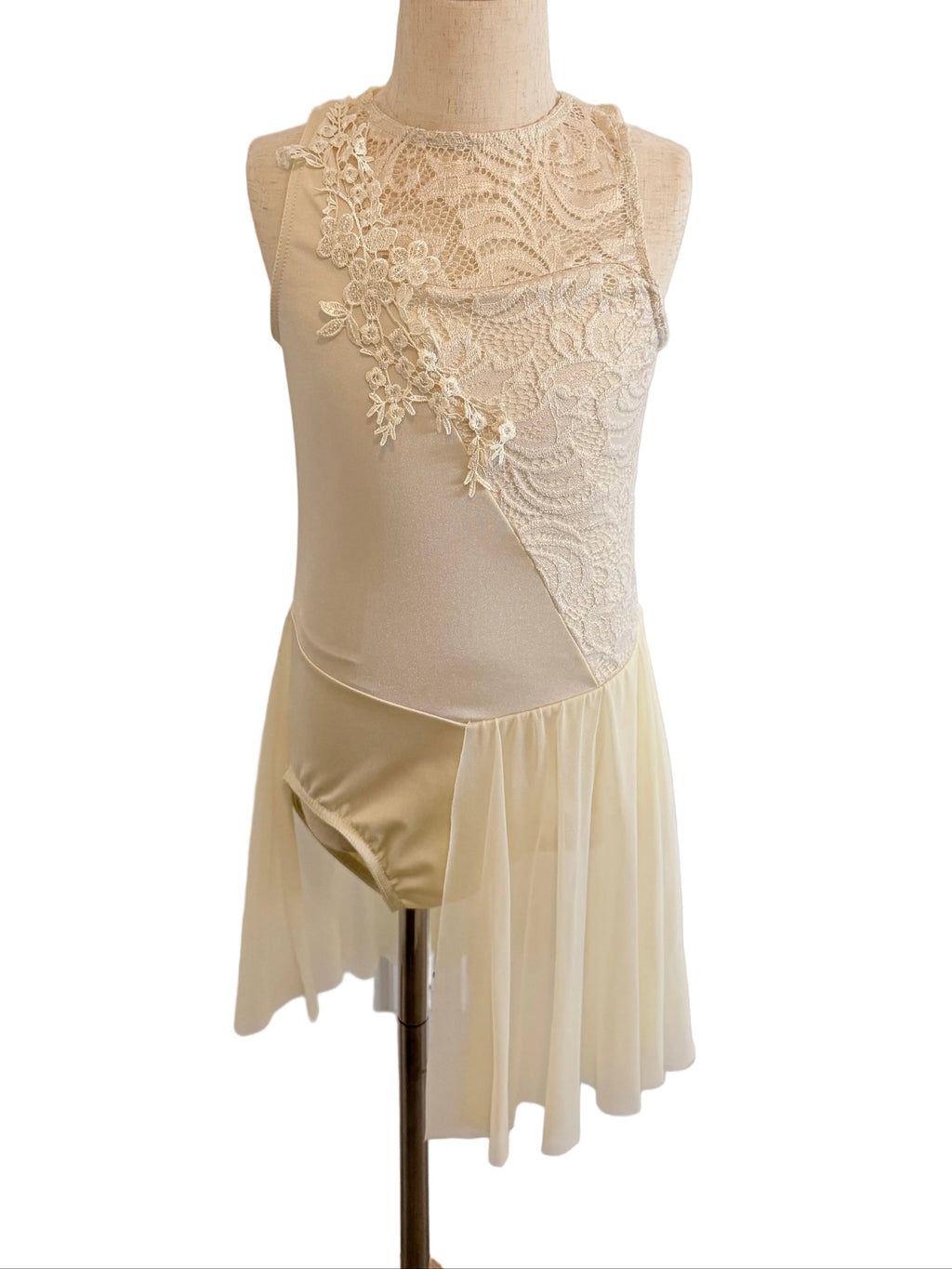 Cream Sleeveless 3/4 Wrap Leotard