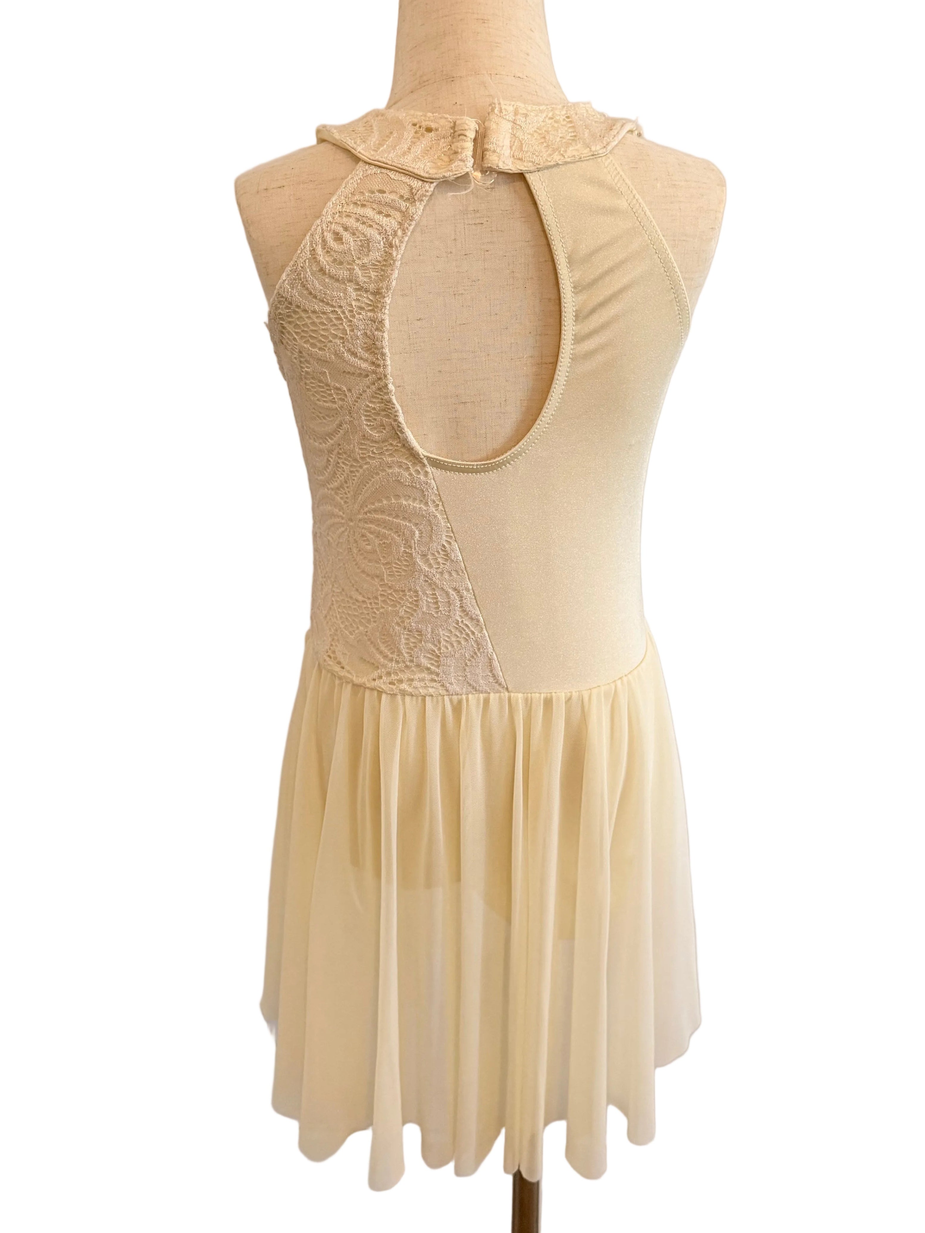 Cream Sleeveless 3/4 Wrap Leotard