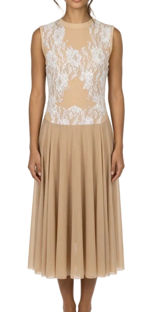 Wide Tank Beige and Lace Dress