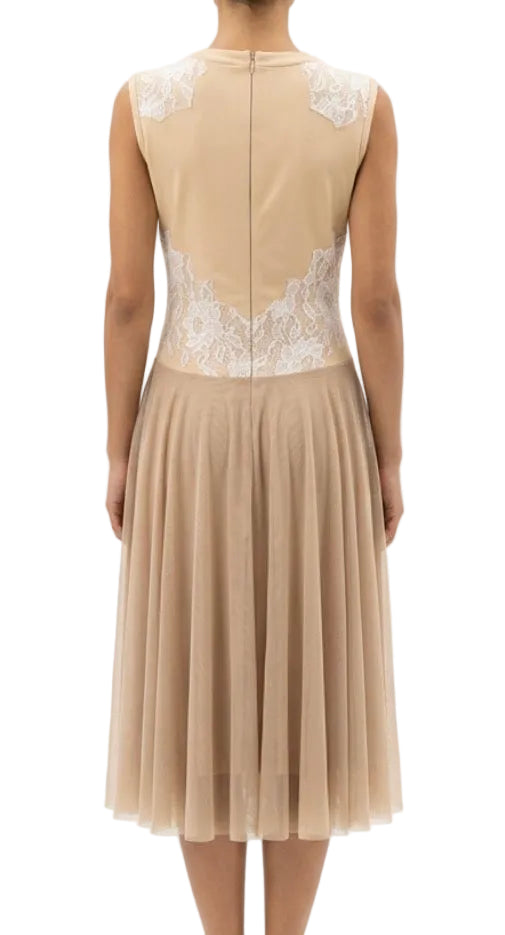 Wide Tank Beige and Lace Dress