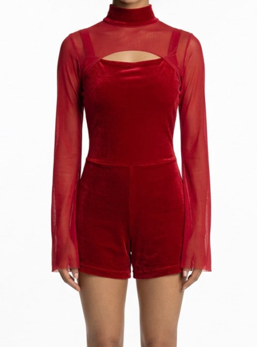 Red Long Sleeve Unitard