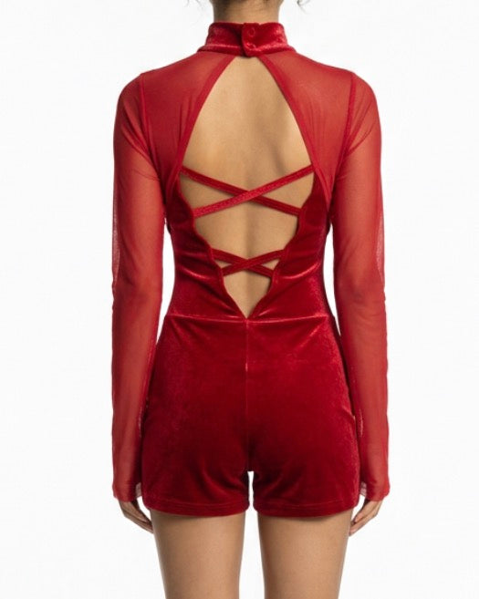 Red Long Sleeve Unitard