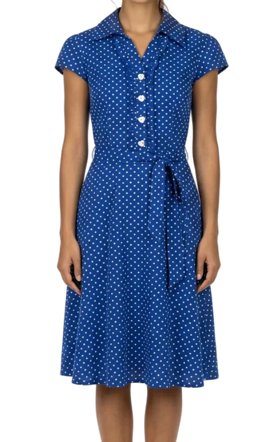 Blue and White Polka Dot Dress