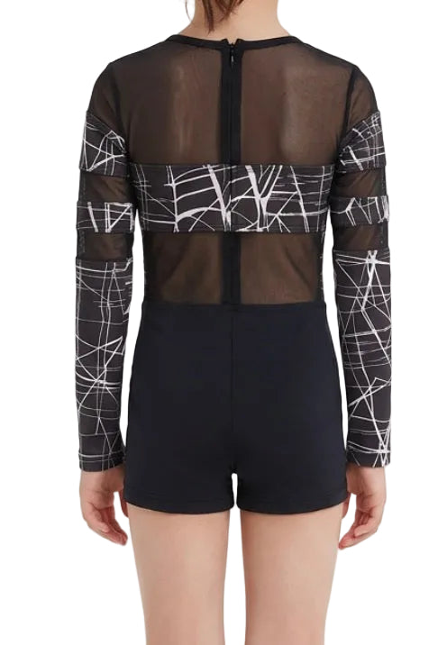 Black Unitard with White Accents