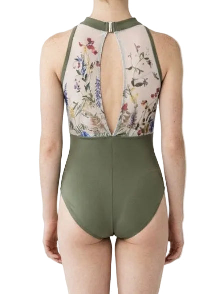 Ainslie Green Leotard with Floral Back