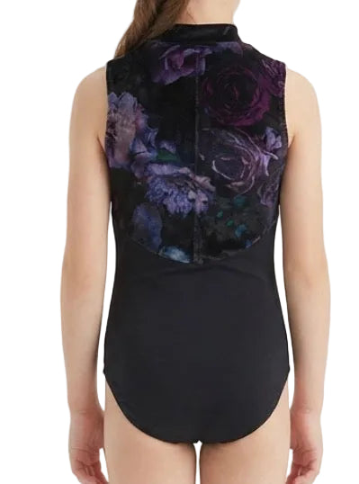 Black Leotard with Floral Mesh Back