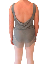 Grey Unitard with Mesh Overlay