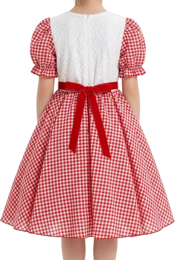 White and Red Gingham Dress - Rental