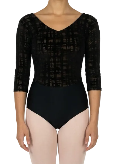Black 3/4 Sleeve Leotard