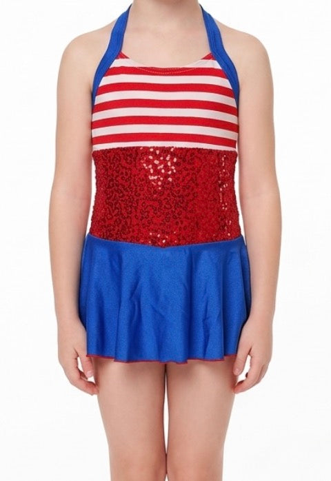Red Blue and Striped Dress