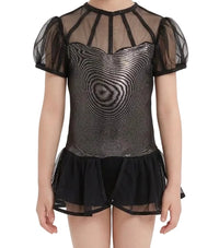 Black and Silver Unitard with Skirt