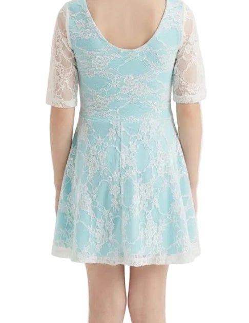 Teal Blue with Lace Overlay Dress
