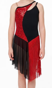 Red and Black Fringe Dress