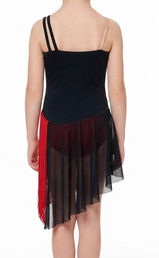 Red and Black Fringe Dress