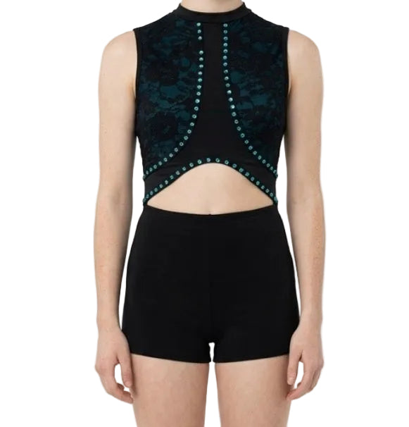 Black and Teal with Lace Overlay