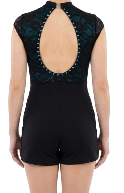Black and Teal with Lace Overlay