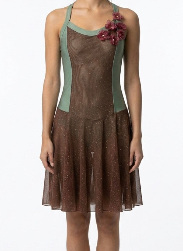 Green and Brown Sparkle Dress