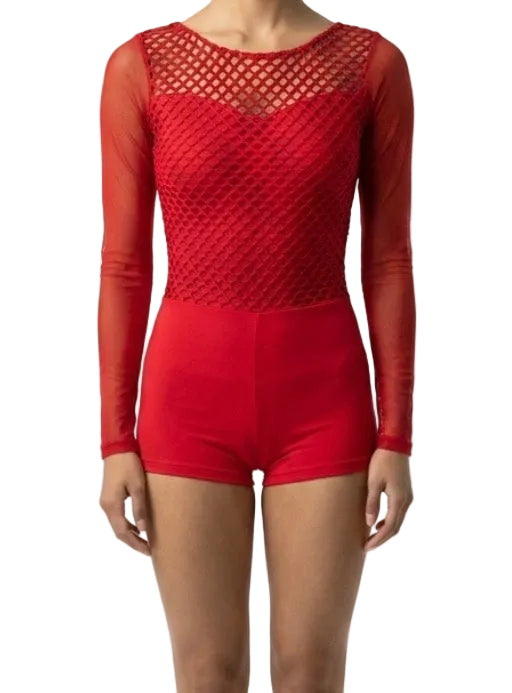 Red Mesh Unitard