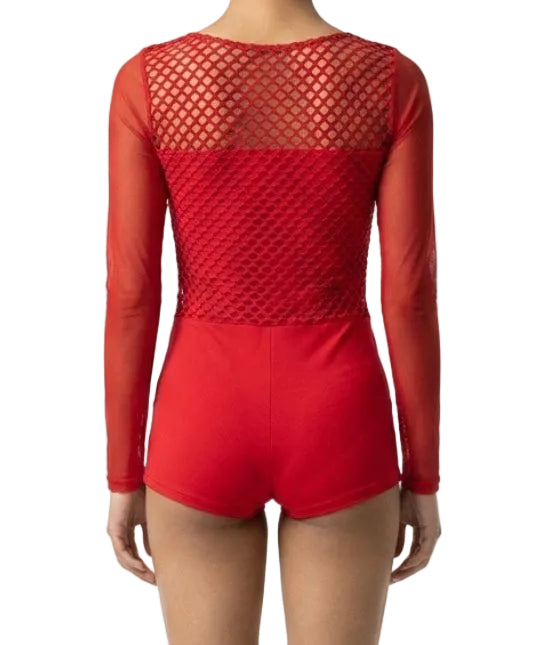 Red Mesh Unitard