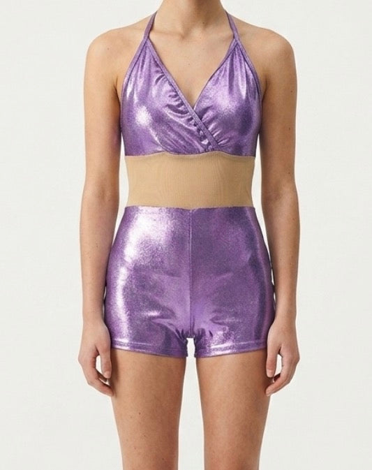 Metallic Purple Biketard