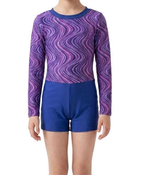 Swirly Blue, Purple and Pink Biketard - CamelDance