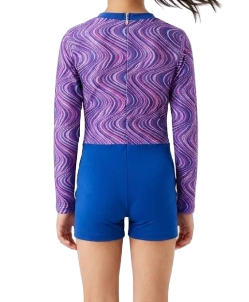 Swirly Blue, Purple and Pink Biketard - CamelDance