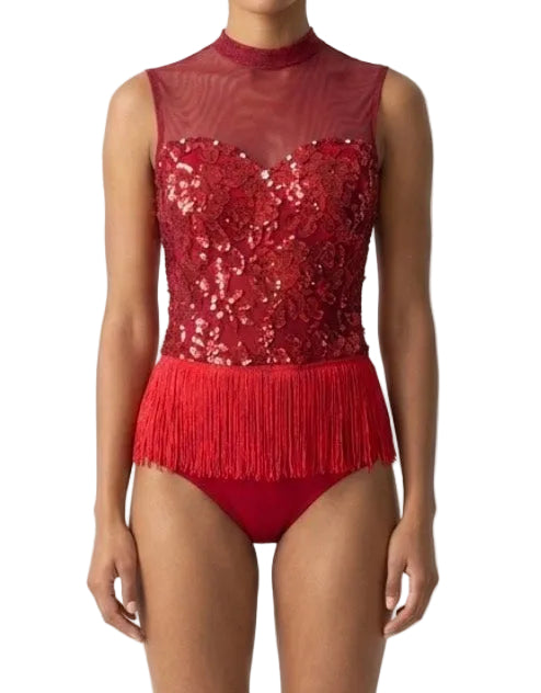 Red Fringe and Sequence Leotard
